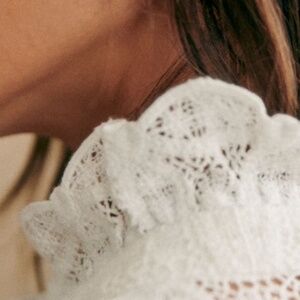 Sezane Chlo Shirt Ecru Guipure Lace - Size 10